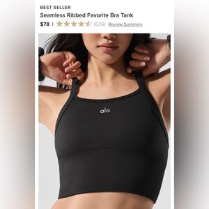 ALO Yoga Black Ribbed Sports Bra